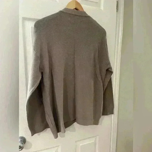 Oak + Fort 100% cotton open cardigan w/ pockets tan mocha size xs oversized - Picture 4 of 6